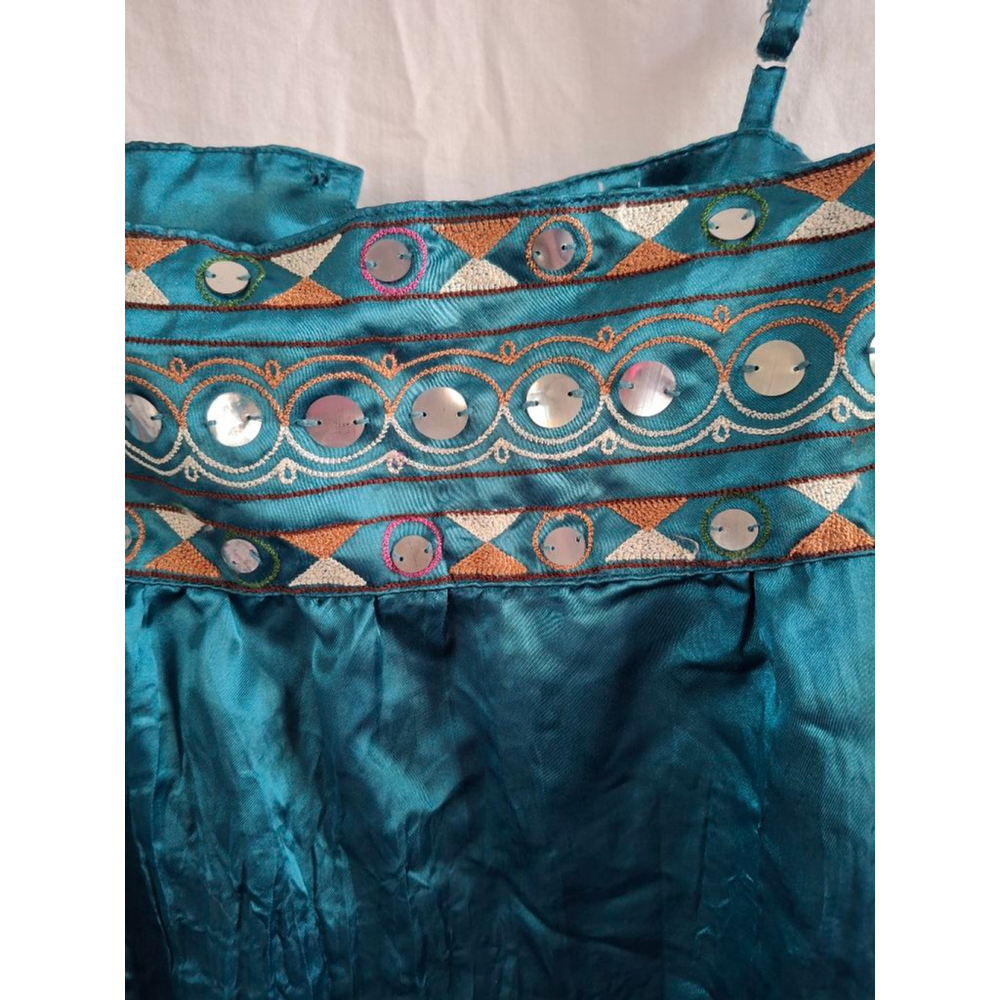 AT LAST Teal Embellished Camisole L party wear evening wear Y2K - Picture 4 of 4